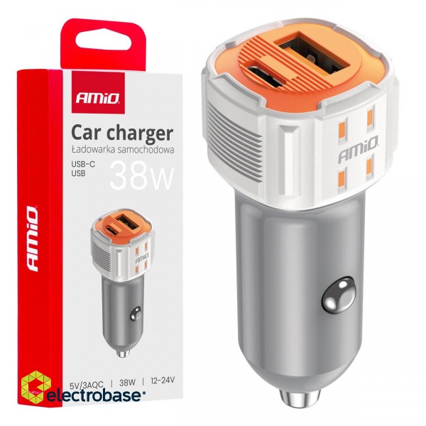 Mobile Phones and Accessories // Car chargers // Ładowarka samochodowa usb-a+ usb-c 38w amio-03883