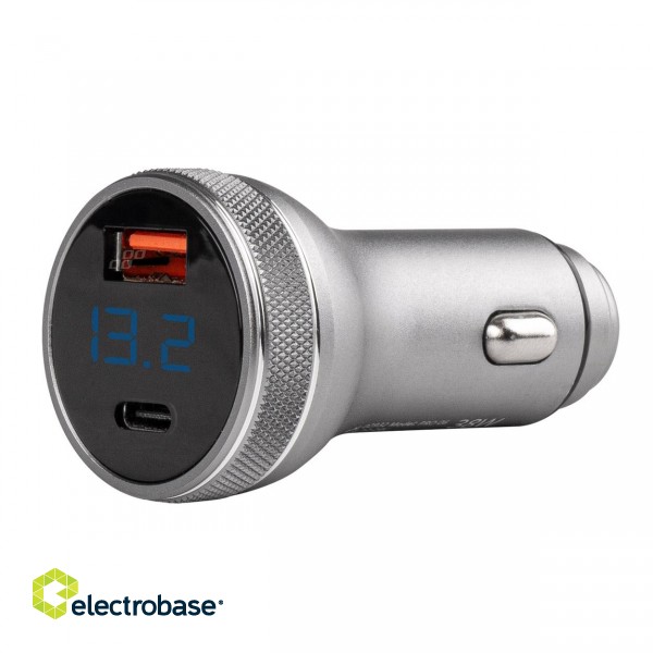 Mobile Phones and Accessories // Car chargers // Ładowarka samochodowa z woltomierzem 38w pch pro-06 usb+usb-c 12v 24v amio-02932