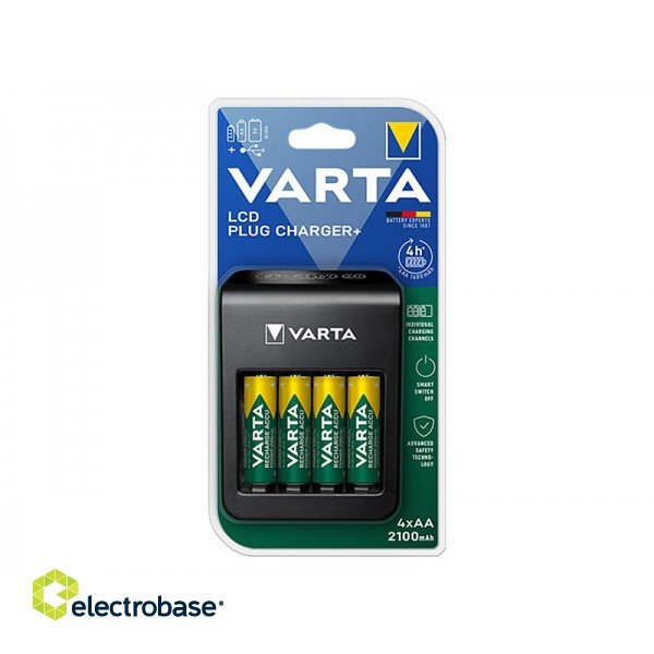 Батарейки и аккумуляторы // Зарядное устройство для аккум. AA, AAA, Li-Ion, C, D // 75-474# Ładowarka lcd plug+4xaa 2100mah varta 56706