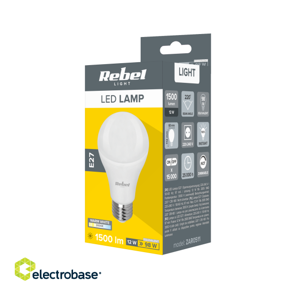 LED Lighting // New Arrival // Lampa LED Rebel A60 12W, E27, 3000K, 230V image 2