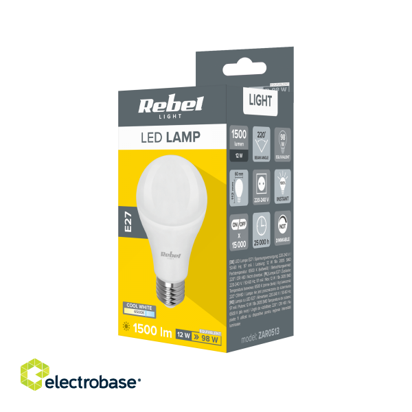 LED Lighting // New Arrival // Lampa LED Rebel A60 12W, E27, 6500K, 230V image 2