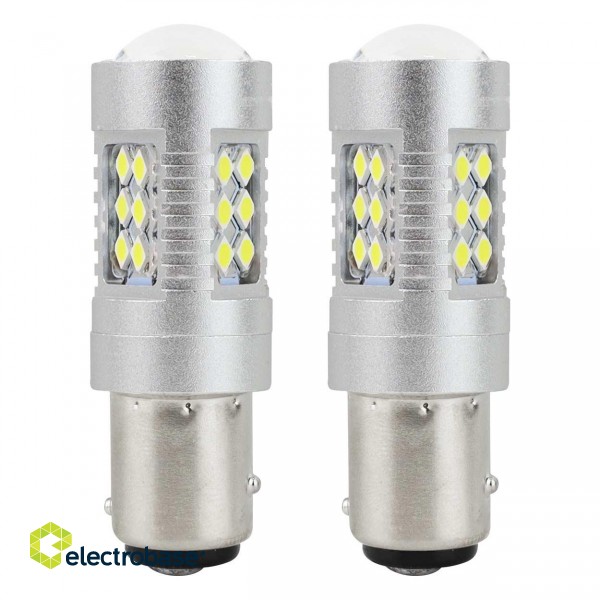LED Lighting // Light bulbs for CARS // Żarówki led canbus 3030 24smd 1157 bay15d p21/5w white 12v 24v amio-01438 image 1
