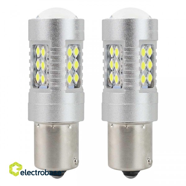 LED-valaistus // Light bulbs for CARS // Żarówki led canbus 3030 24smd ba15s p21w white 12v 24v amio-01445