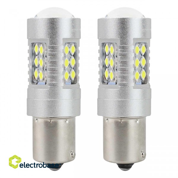 LED valgustus // Light bulbs for CARS // Żarówki led canbus 3030 24smd ba15s p21w white 12v 24v amio-01445