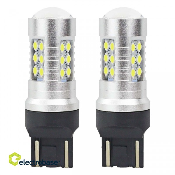 LED-valaistus // Light bulbs for CARS // Żarówki led canbus 3030 24smd t20 7443 w21/5w white 12v 24v amio-02126
