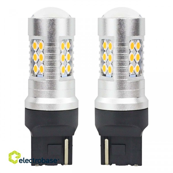 LED Lighting // Light bulbs for CARS // Żarówki led canbus 3030 24smd t20 wy21w pomarańczowa amber 12v 24v amio-02393