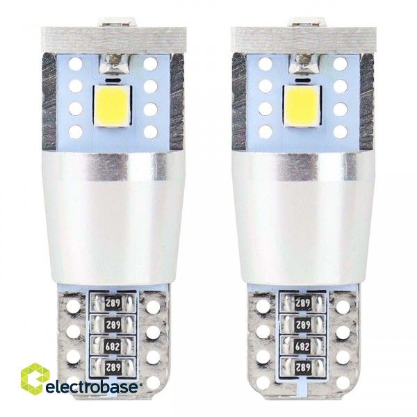 LED Lighting // Light bulbs for CARS // Żarówki led canbus 3smd 2835 t10e w5w alu white 12v 24v amio-01637 image 1