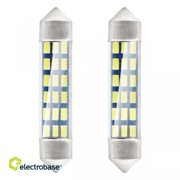 LED-valaistus // Light bulbs for CARS // Żarówki led standard 3014 18smd festoon c5w c10w c3w 41mm white 12v amio-01092