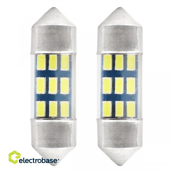 LED valgustus // Light bulbs for CARS // Żarówki led standard 3014 9smd festoon c5w c10w c3w 31mm white 12v amio-01089