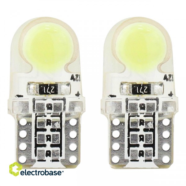 LED valgustus // Light bulbs for CARS // Żarówki led standard white w5w t10e cob 12v amio-01441