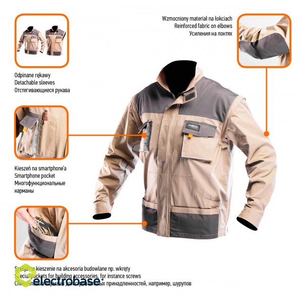 Darba, aizsardzības, augstas redzamības apģērbi // Bluza robocza 2 w 1 COTTON, rozmiar L/52 image 10