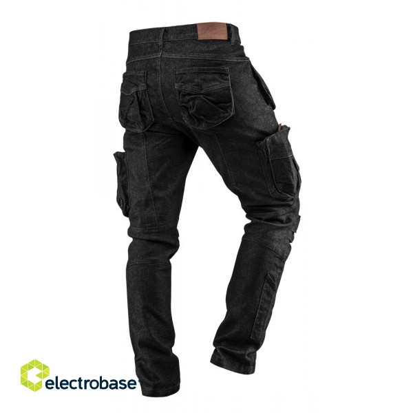 Työ-, suojelu-, korkeanäkyvyysvaatteet // Spodnie robocze 5-kieszeniowe DENIM, czarne, rozmiar L image 4
