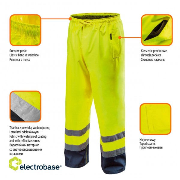Shoes, clothes for Work | Personal protective equipment // Work, protective, High-visibility clothes // Spodnie robocze ostrzegawcze wodoodporne, żółte, rozmiar M image 2
