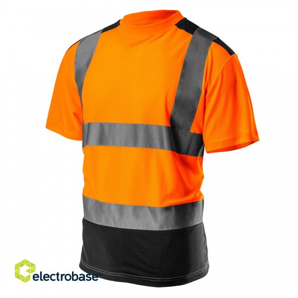 Рабочая, защитная, одежда высокой видимости // T-shirt ostrzegawczy, ciemny dół, pomarańczowy, rozmiar L фото 1