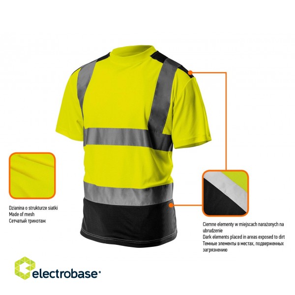 Рабочая, защитная, одежда высокой видимости // T-shirt ostrzegawczy, ciemny dół, żółty, rozmiar L фото 2