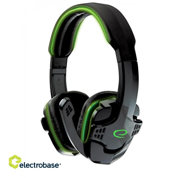 Ausinės // Headphones On-Ear // EGH310G Esperanza słuchawki z mikrofonem gaming raven zielone