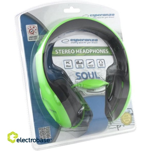 Наушники // Headphones On-Ear // EH138G Słuchawki Audio Soul zielone  Esperanza фото 3