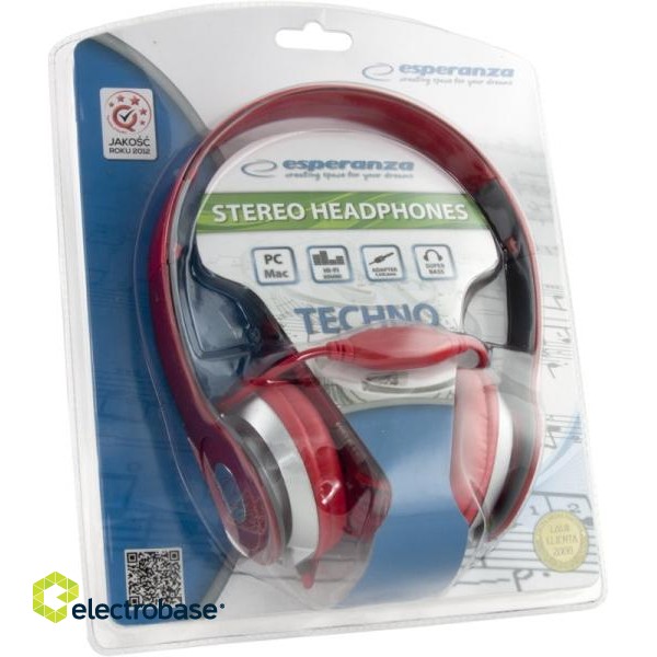 Austiņas // Headphones On-Ear // EH145R Słuchawki Audio Techno czerwone Esperanza image 4