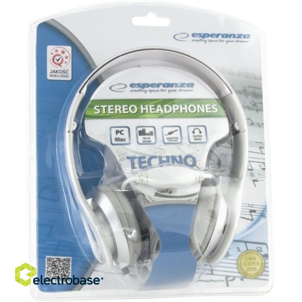 Headphones and Headsets // Headphones On-Ear // EH145W Słuchawki Audio Techno białe Esperanza image 3