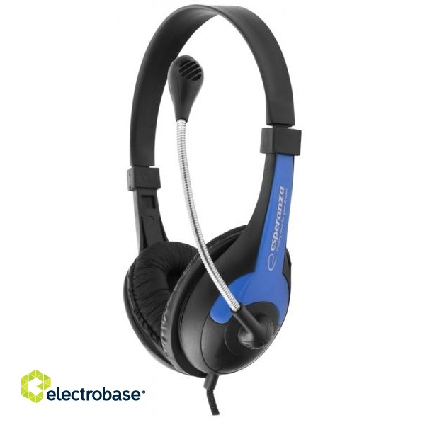 Austiņas // Headphones On-Ear // EH158B Słuchawki z mikrofonem Rooster  niebieskie Esperanza image 1