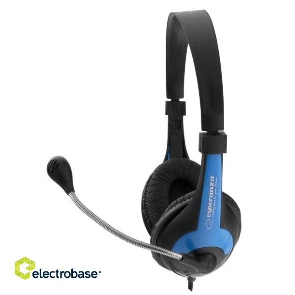 Austiņas // Headphones On-Ear // EH158B Słuchawki z mikrofonem Rooster  niebieskie Esperanza image 3