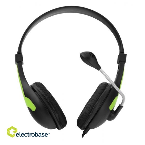 Headphones // Headphones On-Ear // EH158G Słuchawki z mikrofonem Rooster  zielone Esperanza image 2