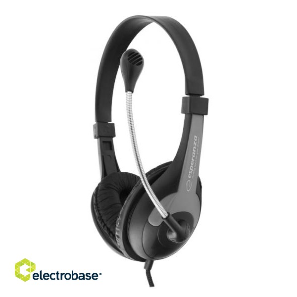 Наушники // Headphones On-Ear // EH158K Słuchawki z mikrofonem Rooster  czarne Esperanza фото 1