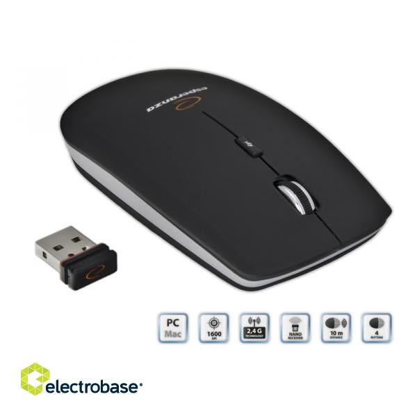 Клавиатуры и мыши // Mышки // EM120K Mysz bezprzewodowa 2.4GHz 4D optyczna USB Saturn czarna фото 3