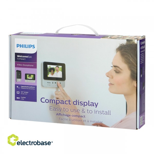 Domofoni (namruņi) | Durvju zvani // Video/Audio namrunis // Philips WelcomeEye Compact,  Zestaw wideodomofonowy, bezsłuchawkowy, kolor, LCD 4,3", menu OSD, sterowanie bramą image 2