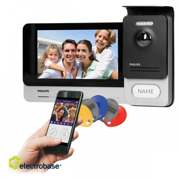 Video-Fonolukod  | Door Bels // Video-Fonolukod HD // Philips WelcomeEye Connect 2, Zestaw wideodomofonowy, bezsłuchawkowy, kolor, LCD 7", dotykowy, menu OSD, WI-FI + APP na telefon, sterowanie bramą, RFID image 1