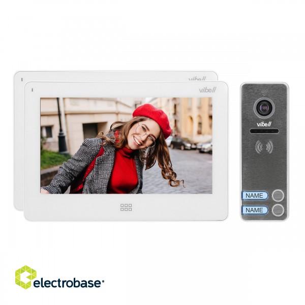 Doorpfones | Door Bels // Video doorphones HD // Zestaw wideodomofonowy 2-rodzinny, bezsłuchawkowy kolor, LCD 7", dotykowy, menu OSD, pamięć, gniazdo na kartę SD, DVR, sterowanie bramą, biały, FELIS MEMO MULTI2 image 2