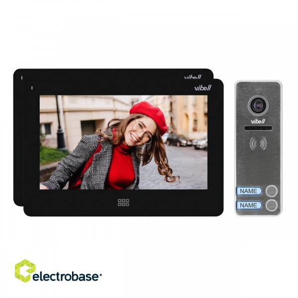 Video-Fonolukod  | Door Bels // Video-Fonolukod HD // Zestaw wideodomofonowy 2-rodzinny, bezsłuchawkowy kolor, LCD 7", dotykowy, menu OSD, pamięć, gniazdo na kartę SD, DVR, sterowanie bramą, czarny, FELIS MEMO MULTI2 image 2