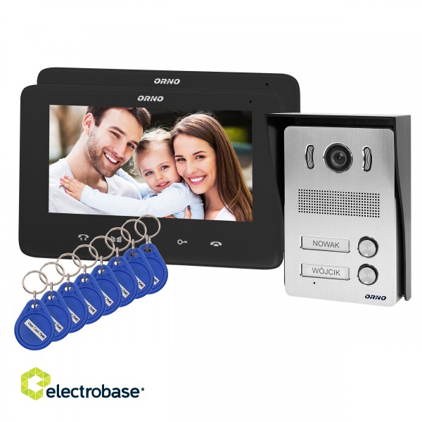 Doorpfones | Door Bels // Video doorphones HD // Zestaw wideodomofonowy 2-rodzinny bezsłuchawkowy, kolor,  LCD 7", z czytnikiem breloków zbliżeniowych, interkom, natynkowy, INDI MULTI N image 1
