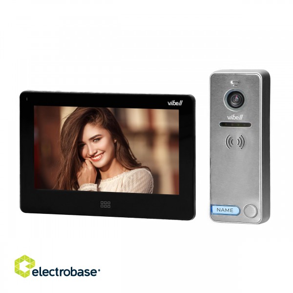 Doorpfones | Door Bels // Video doorphones HD // Zestaw wideodomofonowy, bezsłuchawkowy kolor, LCD 7", dotykowy, menu OSD, pamięć, gniazdo na kartę SD, DVR, sterowanie bramą, czarny, 
FELIS MEMO image 1