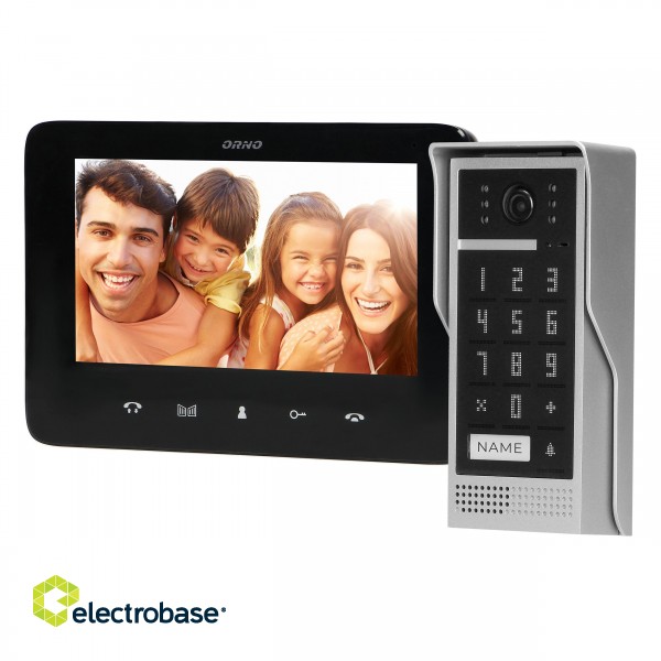 Doorpfones | Door Bels // Video doorphones HD // Zestaw wideodomofonowy, bezsłuchawkowy, kolor, LCD 7", interkom, z szyfratorem, natynkowy, czarny, SCUTI image 1