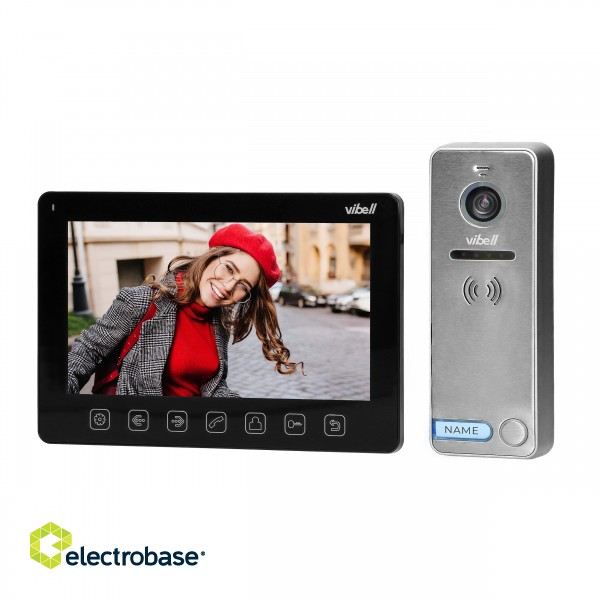 Video-Fonolukod  | Door Bels // Video-Fonolukod HD // Zestaw wideodomofonowy, bezsłuchawkowy, kolor,  LCD 7", menu OSD, sterowanie bramą, czarny NOVEO image 1
