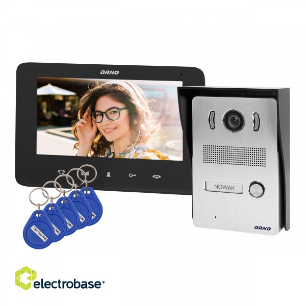 Doorpfones | Door Bels // Video doorphones HD // Zestaw wideodomofonowy bezsłuchawkowy, kolor,  LCD 7", z czytnikiem breloków zbliżeniowych, interkom, natynkowy, INDI N image 1