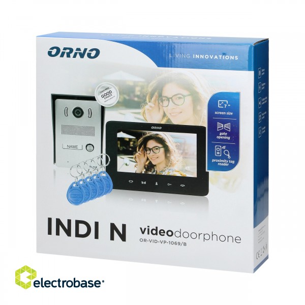 Video-Fonolukod  | Door Bels // Video-Fonolukod HD // Zestaw wideodomofonowy bezsłuchawkowy, kolor,  LCD 7", z czytnikiem breloków zbliżeniowych, interkom, natynkowy, INDI N image 2