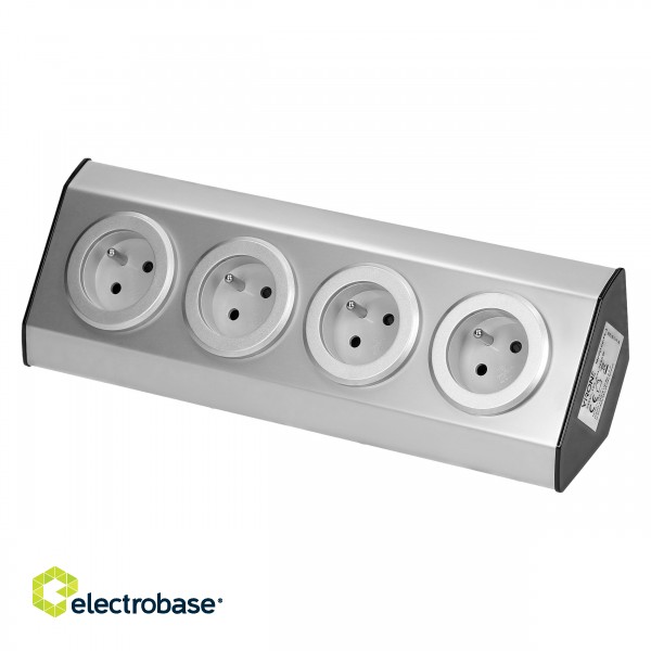 Elektromateriāli // Mēbeļu elektriskie slēdži un rozetes, USB rozetes // Gniazda meblowe, kuchenne montowane na rzepy  4x2P+Z INOX, image 1