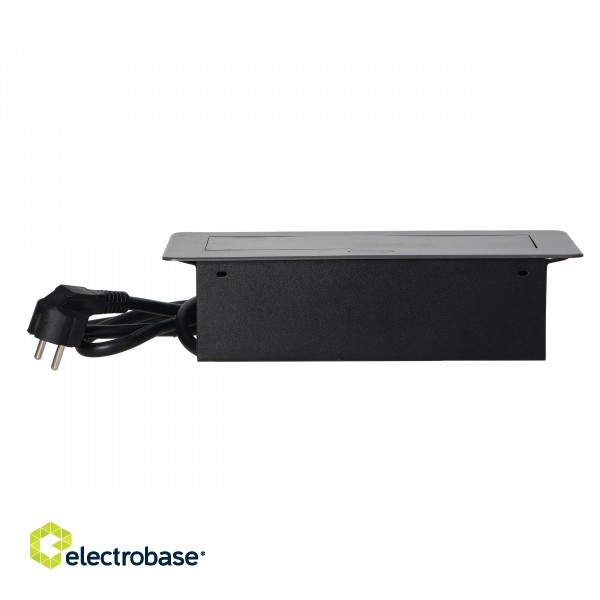 Elektromateriāli // Mēbeļu elektriskie slēdži un rozetes, USB rozetes // Gniazda meblowe wpuszczane w blat z płaskim frezowanym rantem, ładowarką USB i przewodem 1,5m, 2x2P+Z, 2xUSB, grafitowe image 4