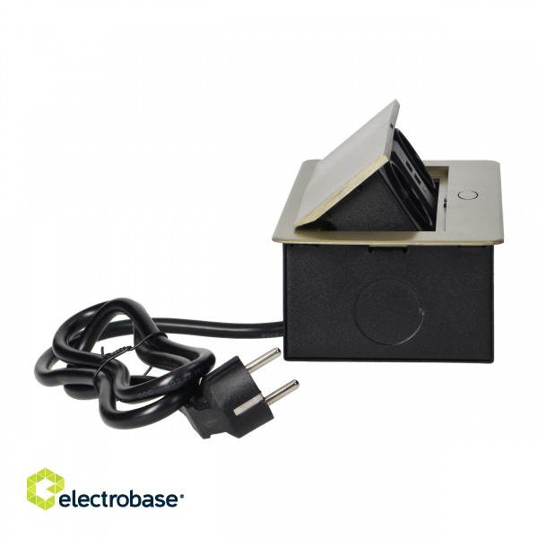 Elektromateriāli // Mēbeļu elektriskie slēdži un rozetes, USB rozetes // Gniazda meblowe wpuszczane w blat z płaskim frezowanym rantem, ładowarką USB i przewodem 1,5m, 2x2P+Z (Schuko), 2xUSB, kolor mosiądzu image 7