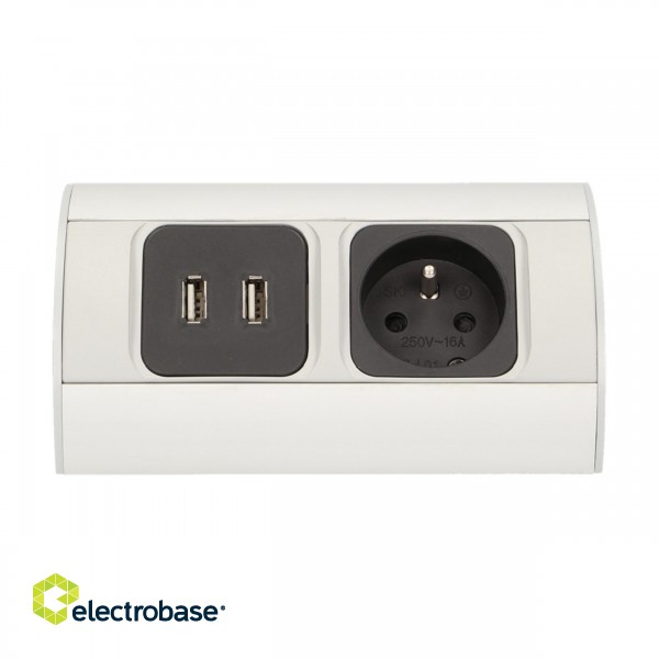 Elektromateriāli // Mēbeļu elektriskie slēdži un rozetes, USB rozetes // Gniazdo meblowe 1x2P+Z, 2xUSB image 4