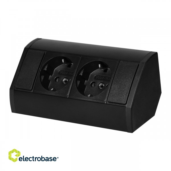 Elektromateriāli // Mēbeļu elektriskie slēdži un rozetes, USB rozetes // Gniazdo meblowe 2x2P+Z (Schuko), czarne