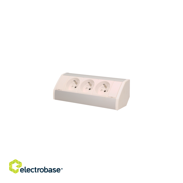 Elektromateriāli // Mēbeļu elektriskie slēdži un rozetes, USB rozetes // Gniazdo meblowe 3x2P+Z, biało-srebrne image 1
