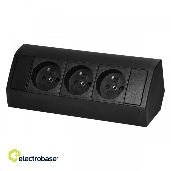 Elektromateriāli // Mēbeļu elektriskie slēdži un rozetes, USB rozetes // Gniazdo meblowe 3x2P+Z, czarne