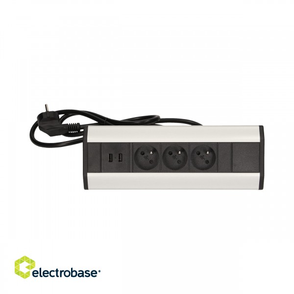 Elektromateriāli // Mēbeļu elektriskie slēdži un rozetes, USB rozetes // Gniazdo meblowe z ładowarką USB i przewodem 1,8m, 3x2P+Z, 2xUSB image 4
