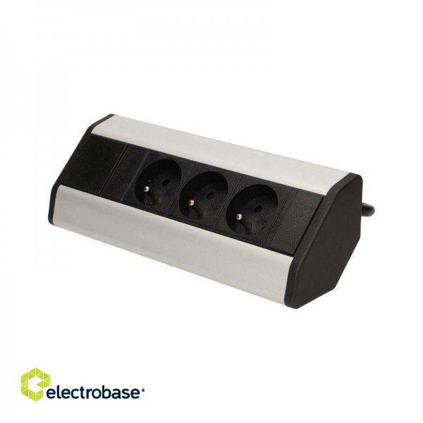Elektromateriāli // Mēbeļu elektriskie slēdži un rozetes, USB rozetes // Gniazdo meblowe z przewodem 1,8m, 3x2P+Z image 1