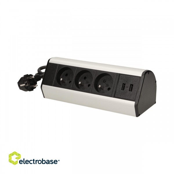Elektromateriāli // Mēbeļu elektriskie slēdži un rozetes, USB rozetes // Gniazdo meblowe z zaciskami śrubowymi, ładowarką USB i przewodem 1,8m, 3x2P+Z, 2xUSB image 3