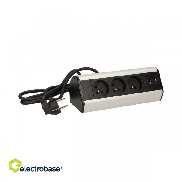 Elektromateriāli // Mēbeļu elektriskie slēdži un rozetes, USB rozetes // Gniazdo meblowe z zaciskami śrubowymi, ładowarką USB i przewodem 1,8m, 3x2P+Z, 2xUSB image 5