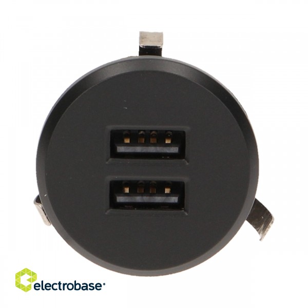 Elektromateriāli // Mēbeļu elektriskie slēdži un rozetes, USB rozetes // Ładowarka 2xUSB wpuszczana w blat, czarna image 4